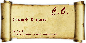 Czumpf Orgona névjegykártya